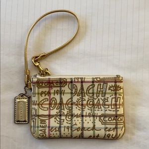 Coach Gold Graphic Design Wristlet